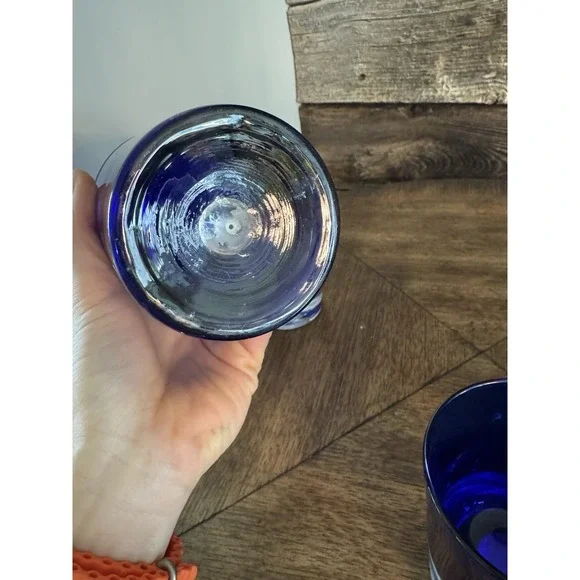 Highball Glass Stockholm Cobalt BlueBlock Vintage Barware Blue GlassSet Of 5